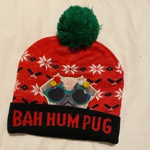 Bah Hum Pug Ugly Christmas Beanie Hat with…